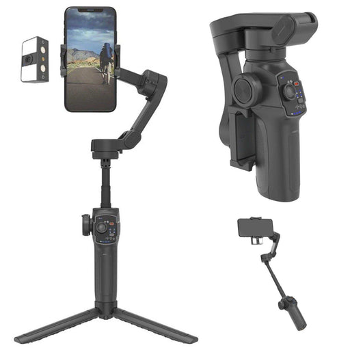 3-axis smartphone gimbal stabilizer with tripod, extendable rod, face tracking, and light TUTT