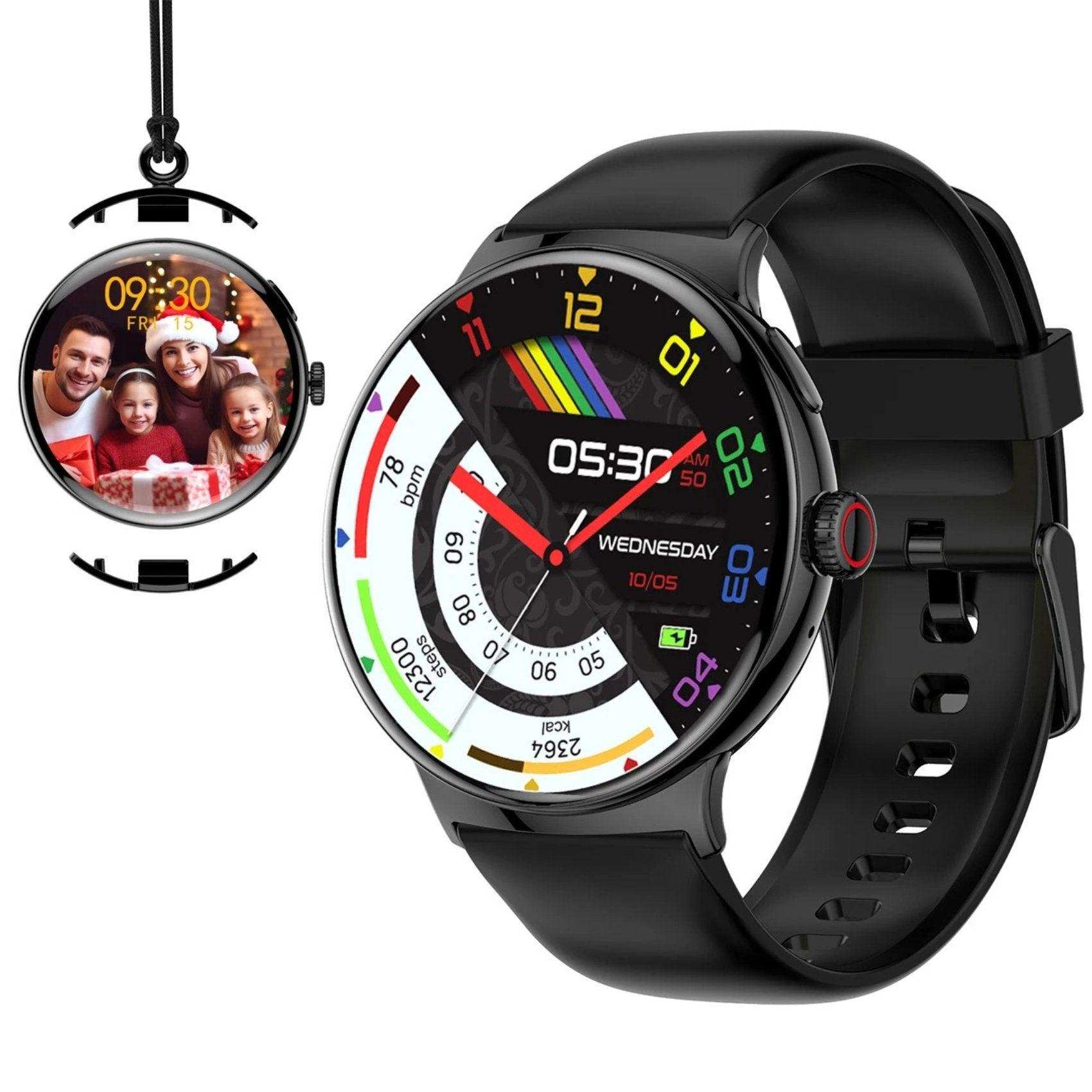 TUTT LA9 AMOLED women's smart watch with black strap, round display, and quick-detach feature TUTT