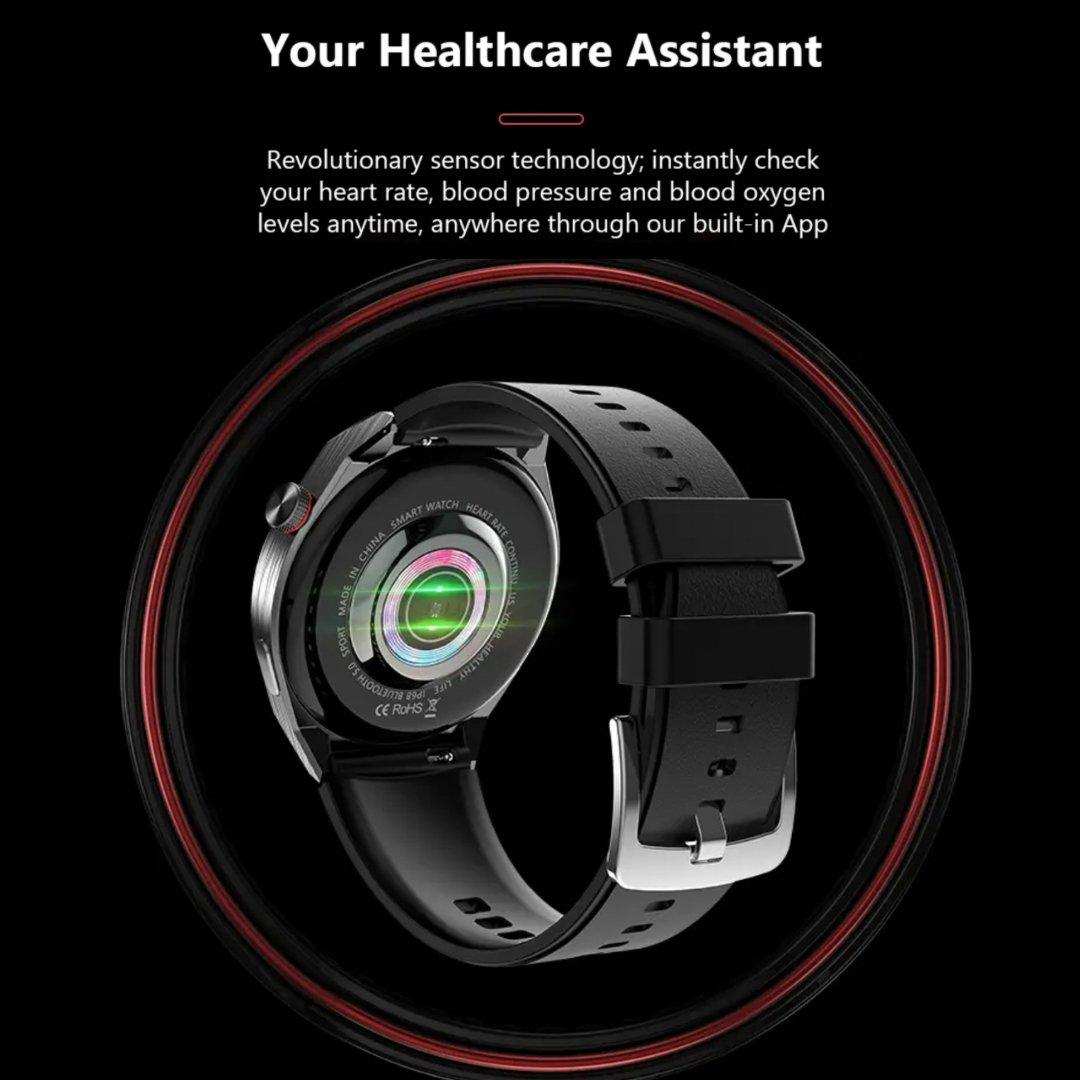 TUTT LX3 Classic smart watch for men, black rubber strap, heart rate sensor, titanium alloy. TUTT