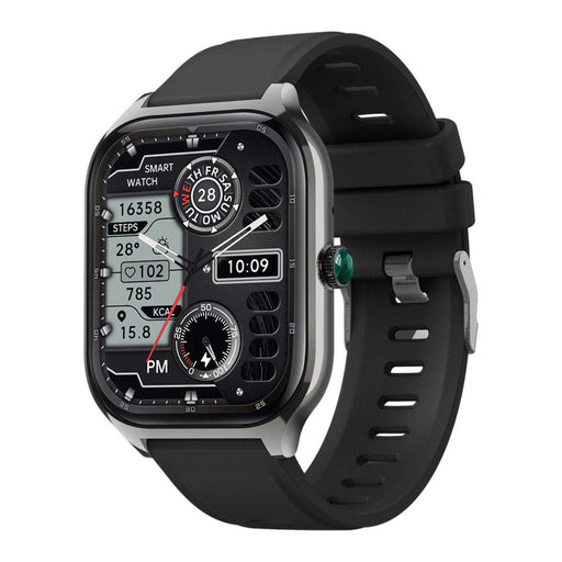 TUTT LX7 smart watch with black strap, rectangular display showing fitness tracking and time, for men and women TUTT