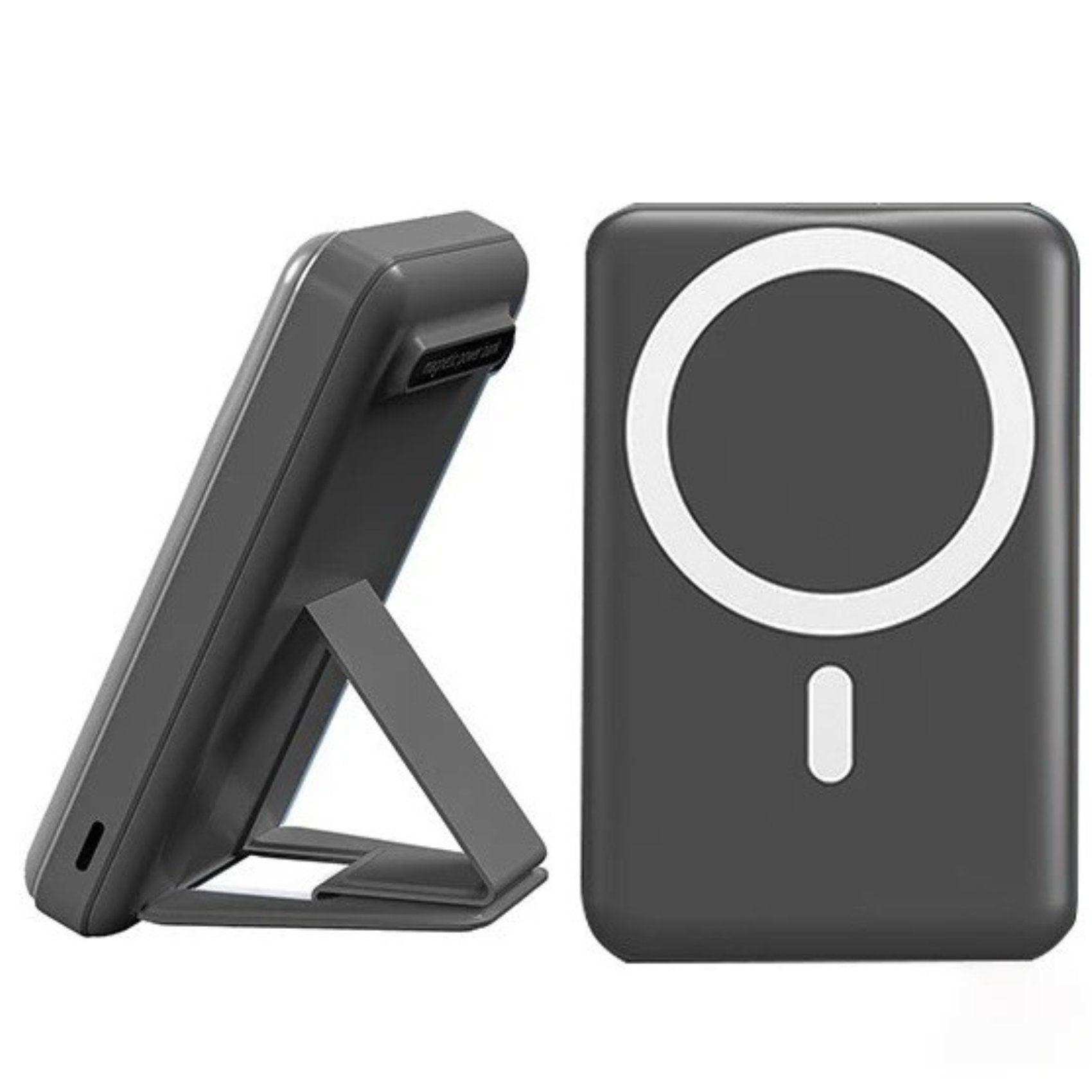 MagSafe wireless portable power bank with foldable stand for iPhone, black 10000mAh, TUTT