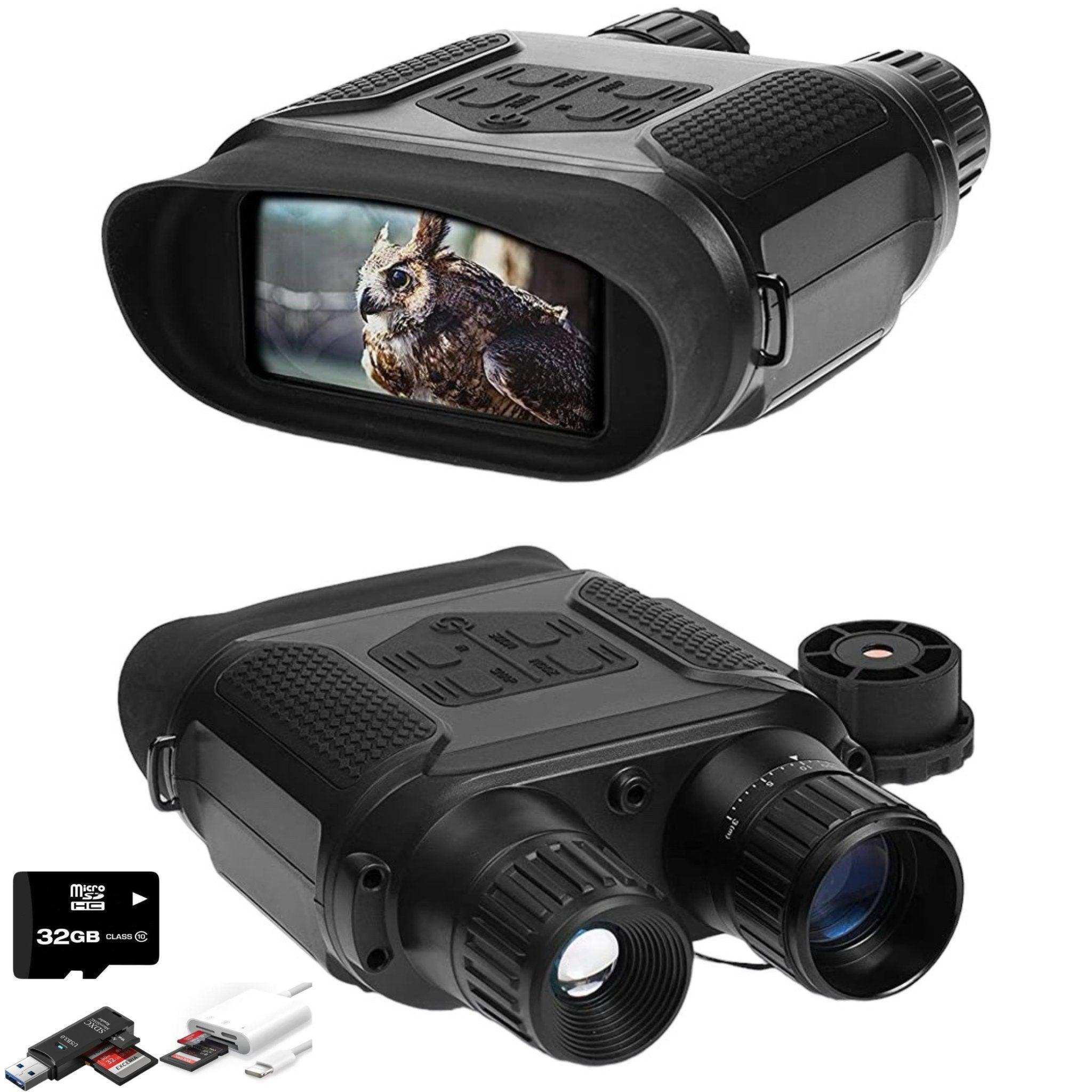 Digital night vision binoculars with display showing owl, accessories and SD card included TUTT