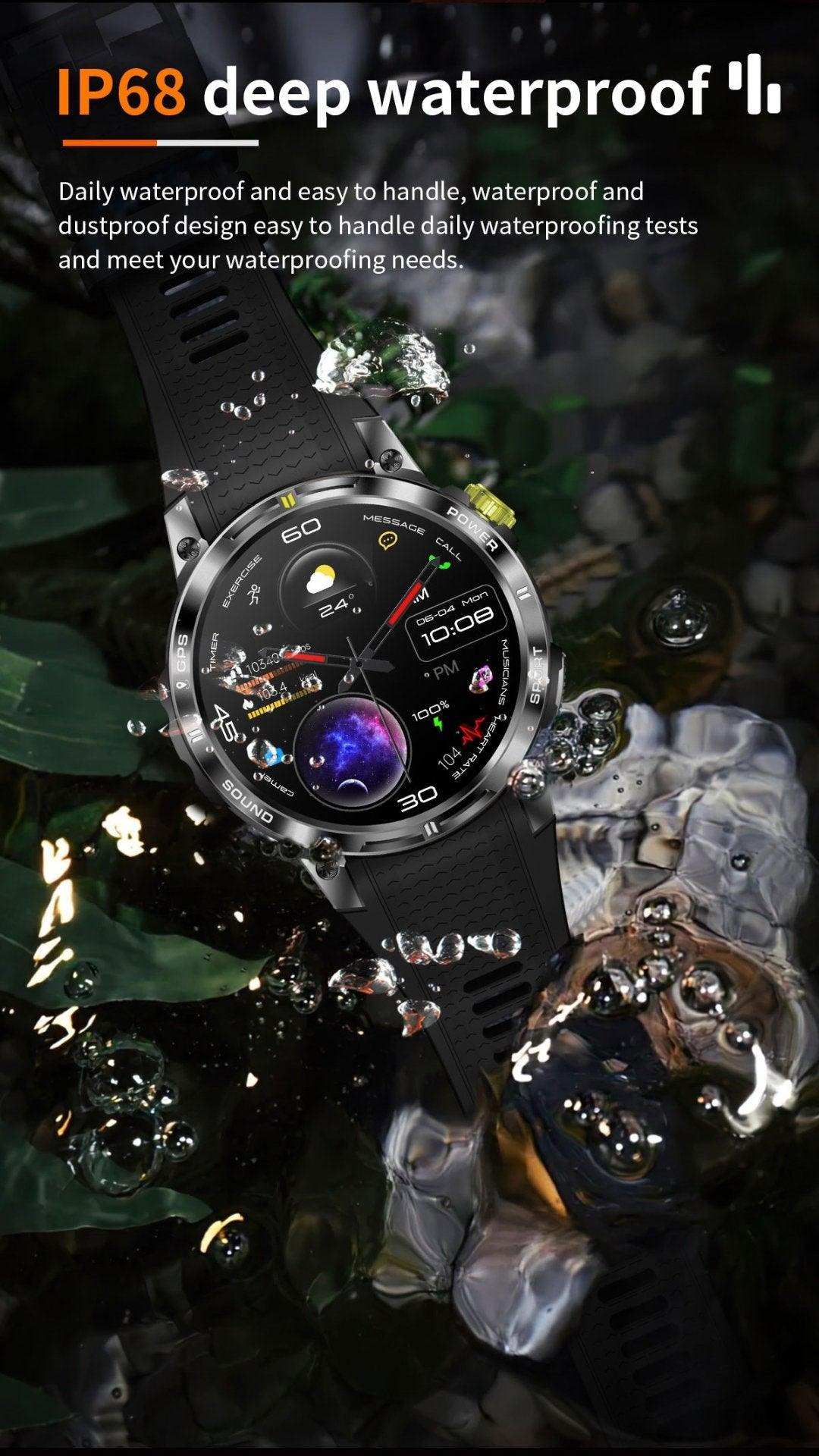 TUTT NX18 Pro rugged smart watch with AMOLED display and waterproof IP68 rating shown underwater. TUTT