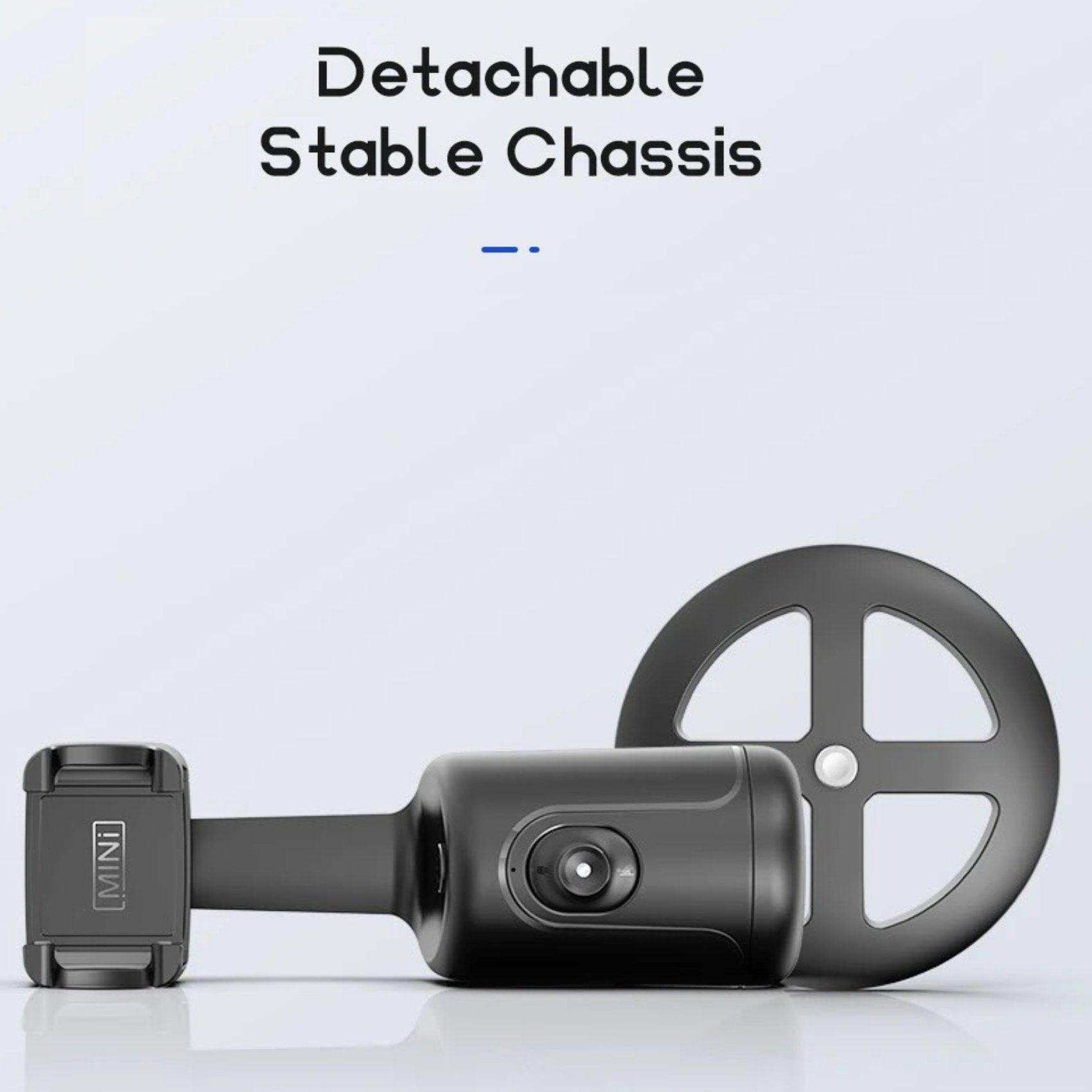 Selfie phone holder with detachable stable chassis, black design, face tracking gimbal TUTT