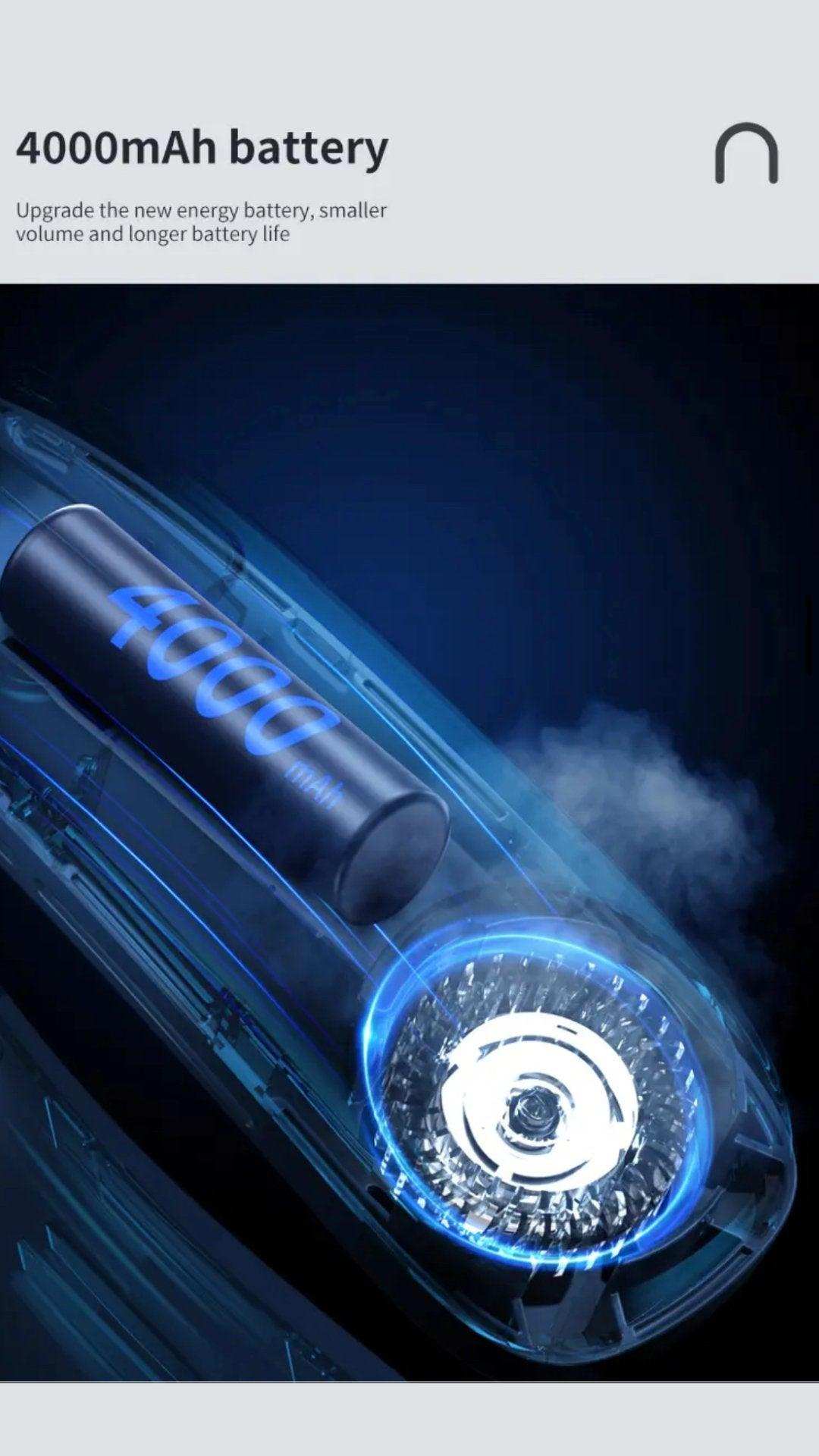 Portable neck air conditioner with visible 4000mAh battery and cooling plate, blue lighting TUTT