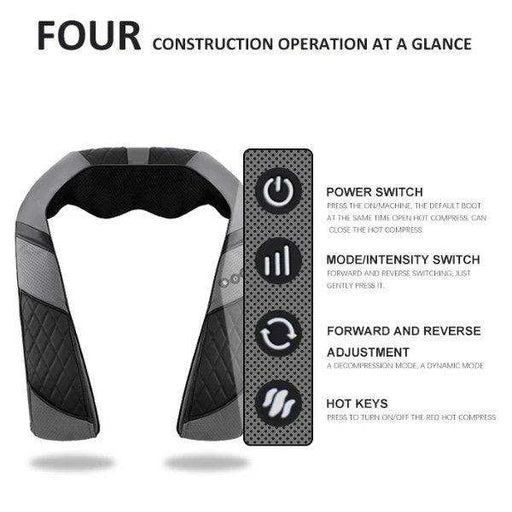 Premium shiatsu neck and shoulder massager with control panel and function icons, TUTT