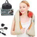 Woman using a shiatsu neck and shoulder massager with accessories and carrying bag TUTT