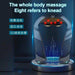 Futuristic shiatsu neck and shoulder massager with LED lights, tech background, TUTT