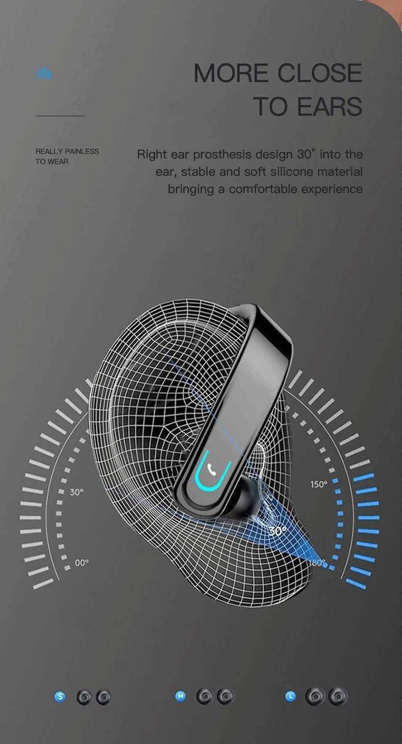 Right ear hook Bluetooth headset with microphone on a wireframe ear, business handsfree TUTT