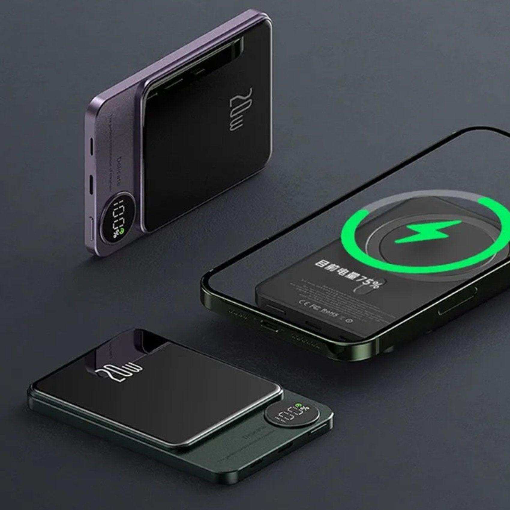 All-metal MagSafe wireless power bank, 20W, LED display, charging iPhone, portable charger TUTT