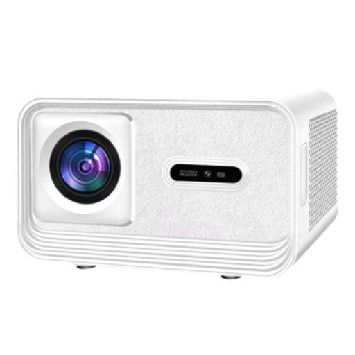 White ultra smart home theatre projector with lens and ventilation grill, 4K Android TV, TUTT