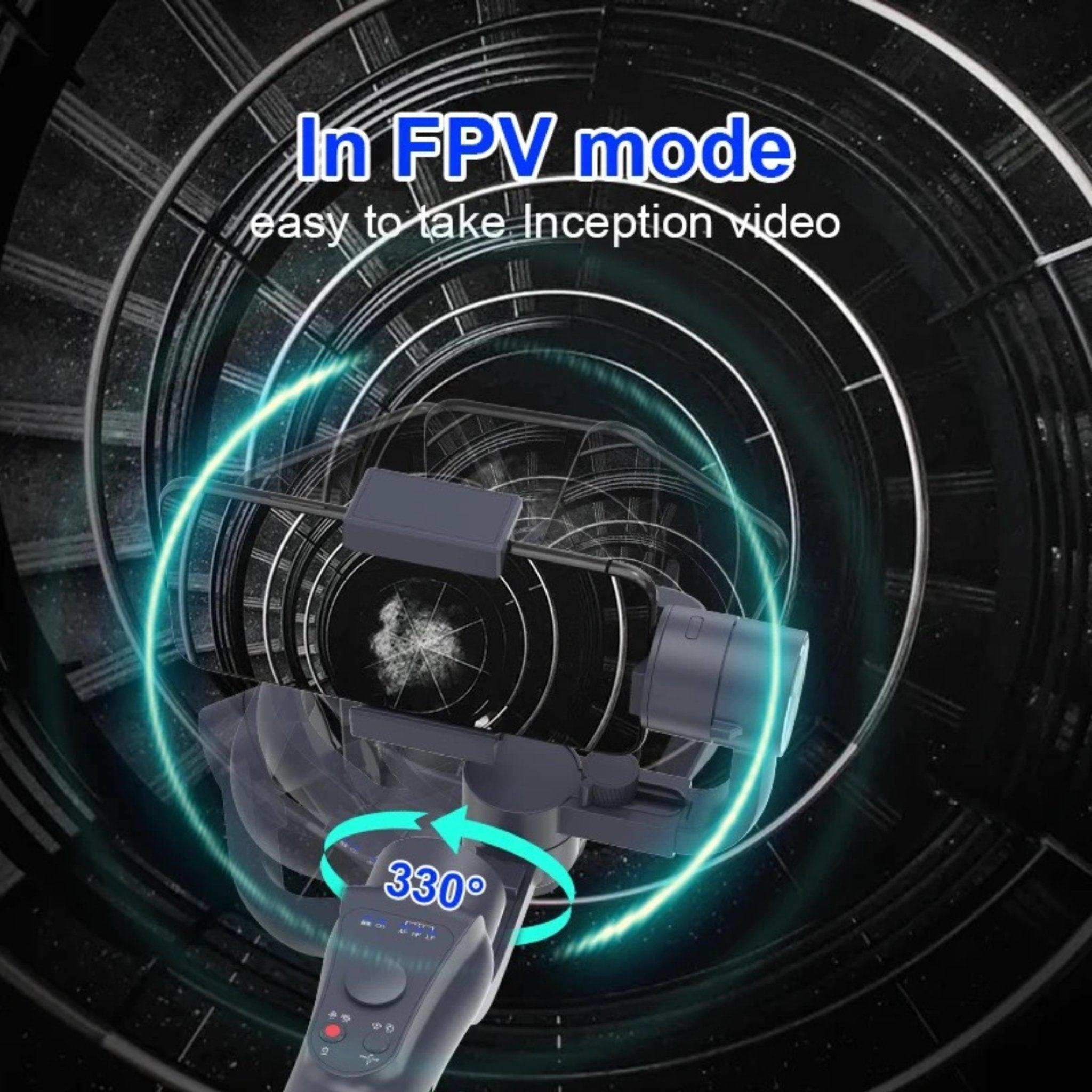 Handheld smartphone 3-axis gimbal stabilizer with 330° rotation and FPV mode, TUTT