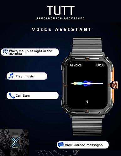 TUTT smart fitness tracker smartwatch with voice assistant, notifications, music, and call features. TUTT