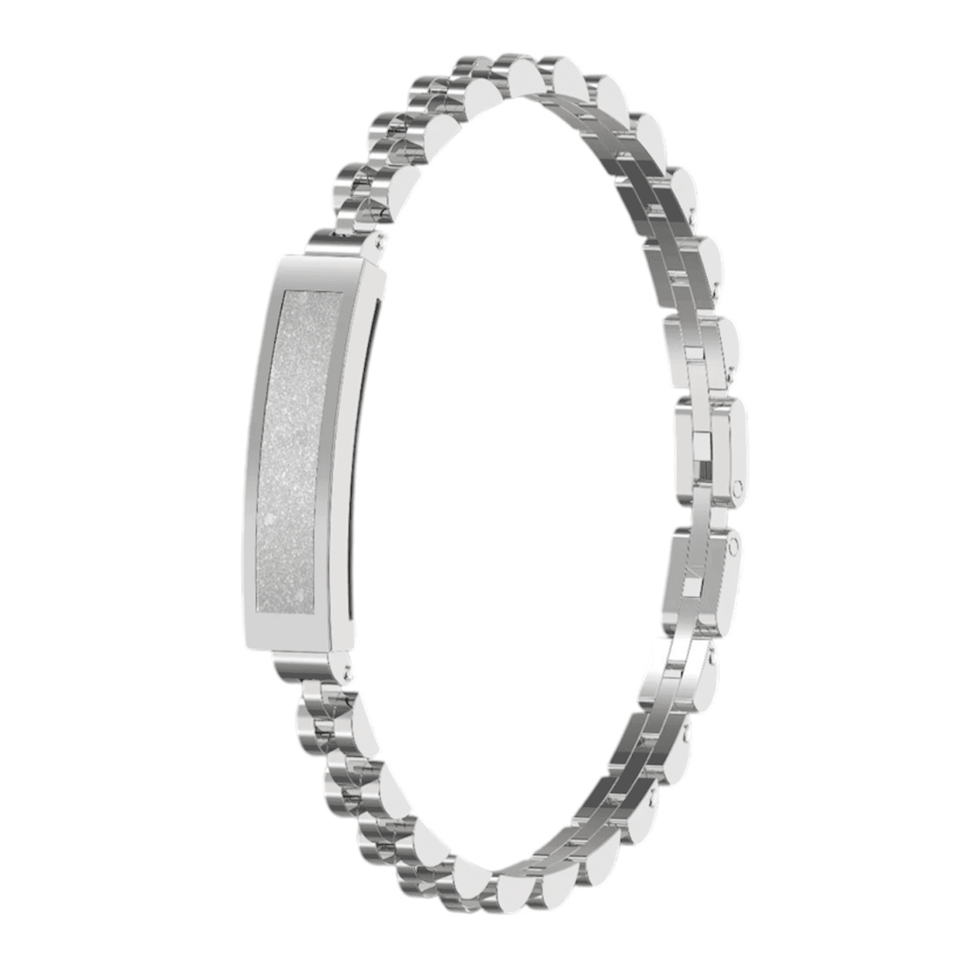 Silver smart bracelet fitness sleep tracker with metallic chain strap, minimalist design TUTT