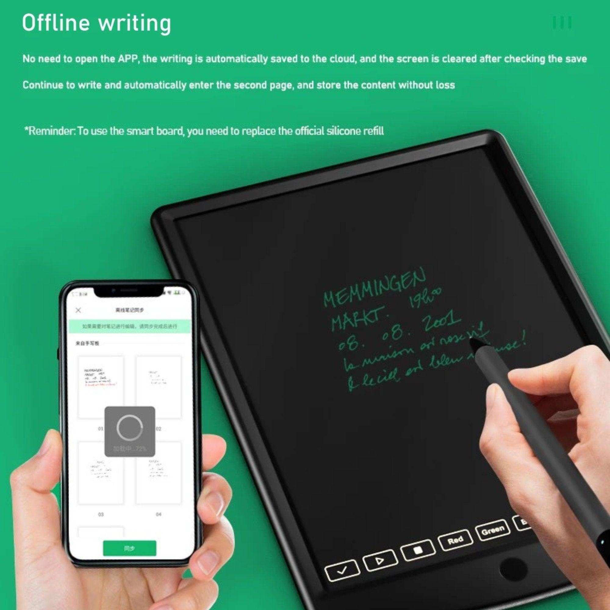 Smart pen writes on digital notebook with real-time sync to smartphone, stylus and black board, TUTT