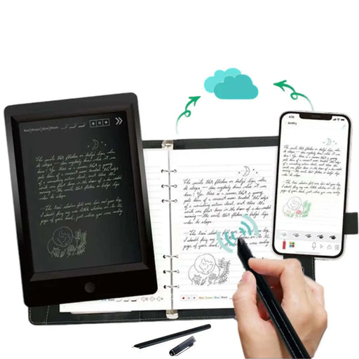 Smart pen with digital notebook, writing syncs in real time to tablet and smartphone, TUTT