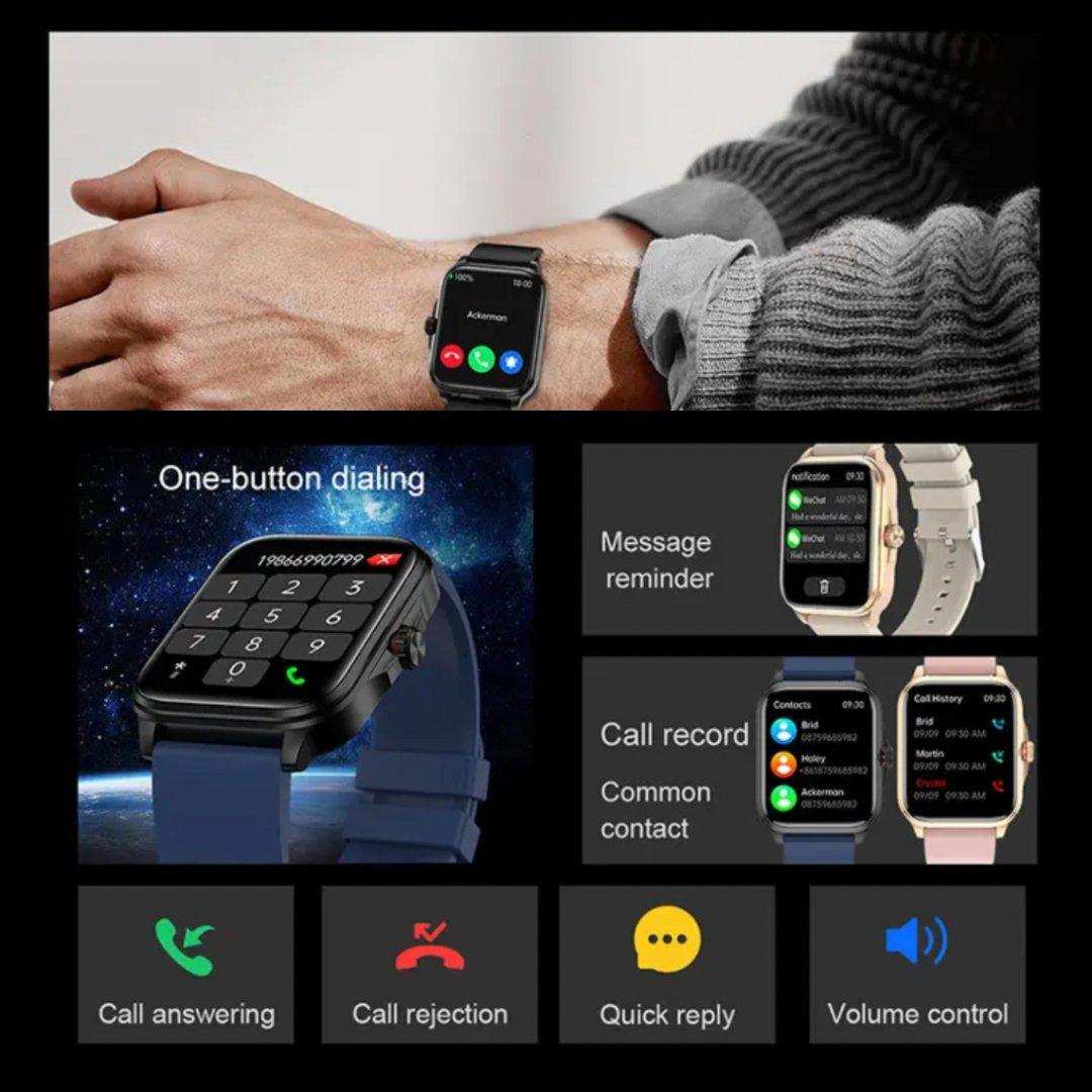 TUTT T9 women's smartwatch rose gold, call, message, health features, HD screen, two straps. TUTT