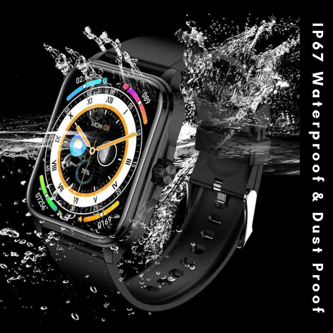 Black women’s smartwatch with water splashes, large HD screen, IP67 waterproof, TUTT