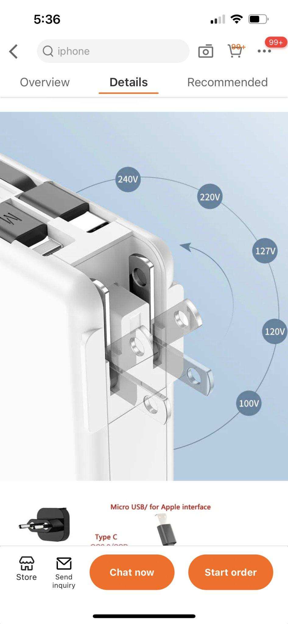 Universal travel adapter with retractable plug and voltage range from 100V to 240V, TUTT
