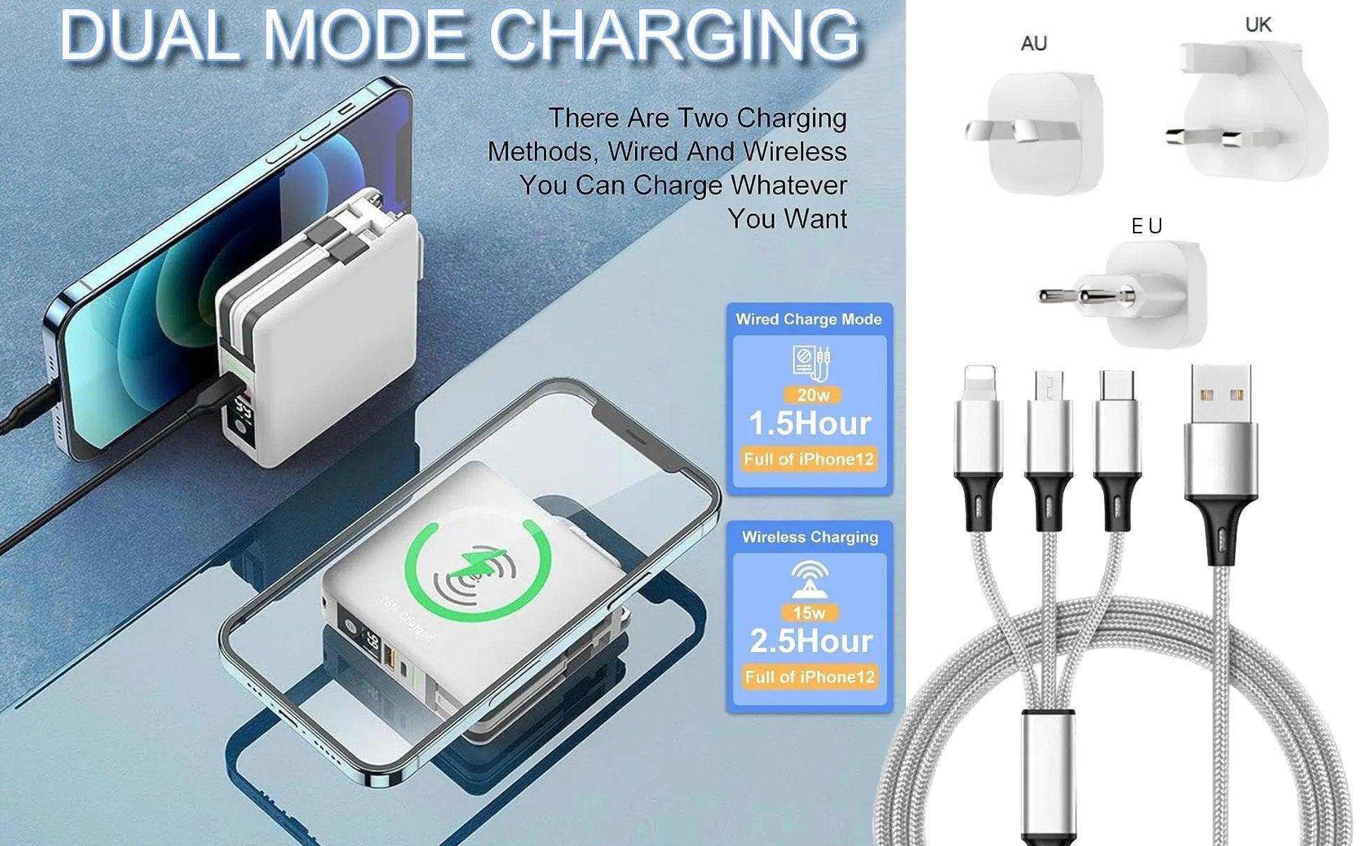 TUTT travel charging kit with power bank, wireless charger, global plugs, and 3-in-1 cable TUTT