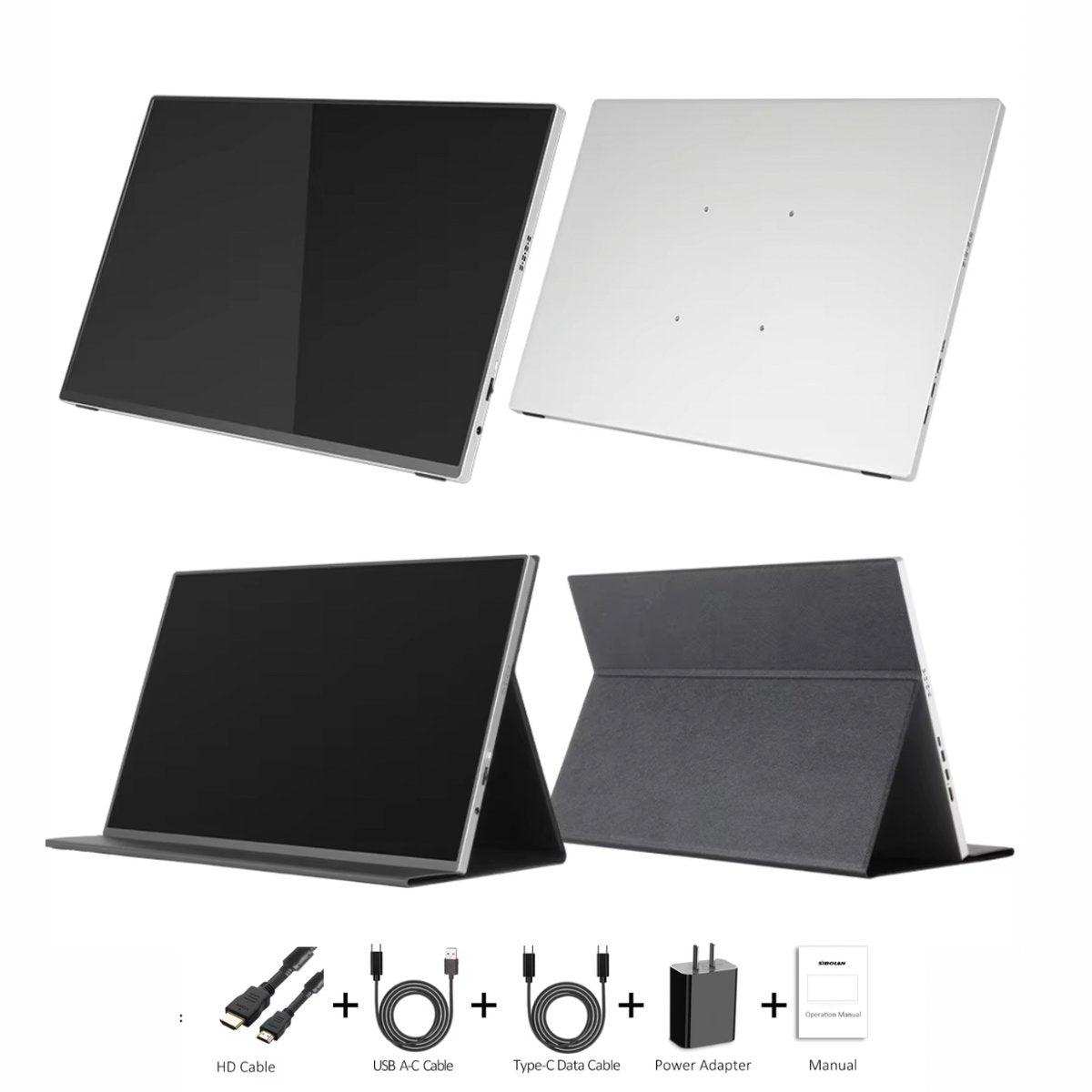 Portable 16-inch gaming monitor with IPS display, borderless design, stand case, accessories included TUTT
