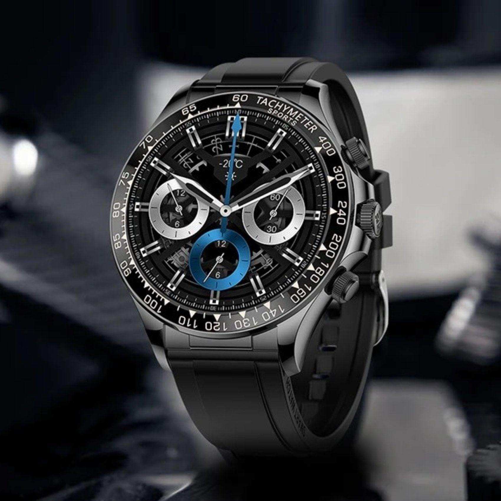 Rugged metal case military smartwatch for men with large HD screen and tachymeter bezel TUTT